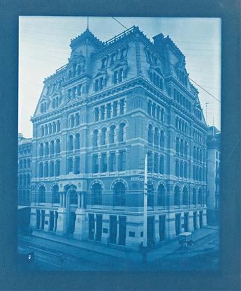 ALBERT LÉVY (1844-1907) A group of 24 stunning cyanotypes documenting landmark buildings and residences in Manhattan, Boston, Chicago,